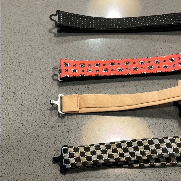 Set of Four Bow Ties in Black, Salmon color, beige and Black Checkered - Picture 2 of 3